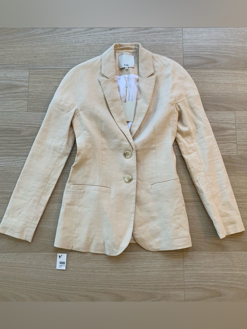 Tibi Linen Blend Twill Blazer Beige NWT Size 0